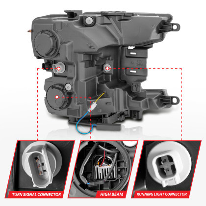 Anzo Full Led Projector Smoke Bar Headlights Black Amber for 18-20 Ford F-150