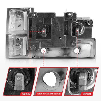 ANZO Crystal Headlights Chrome w/ Signal and Marker for 88-98 Chevrolet C1500