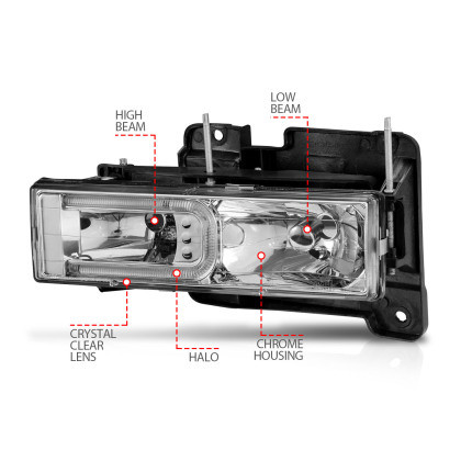 ANZO Crystal Headlights for 1999-2000 Cadillac Escalade