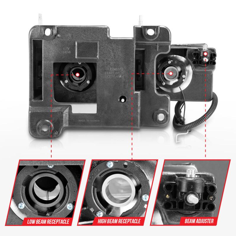 ANZO Crystal Headlights for 1999-2000 Cadillac Escalade