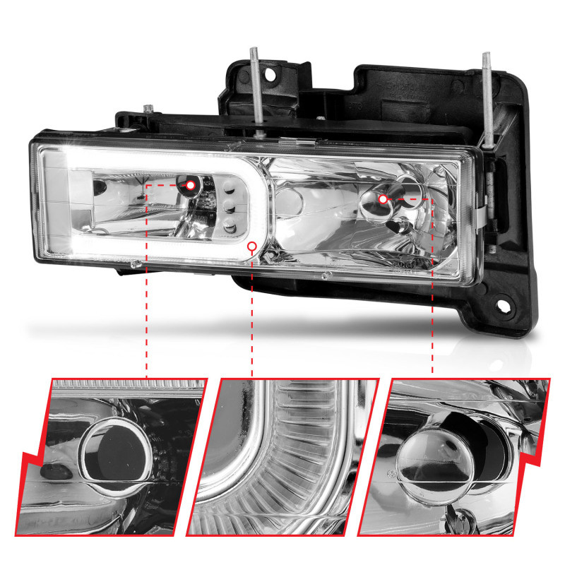 ANZO Crystal Headlights for 1999-2000 Cadillac Escalade