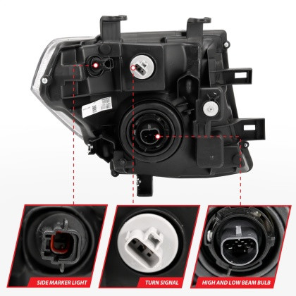 ANZO Crystal Headlight Black Amber for 2005-2008 Nissan Pathfinder