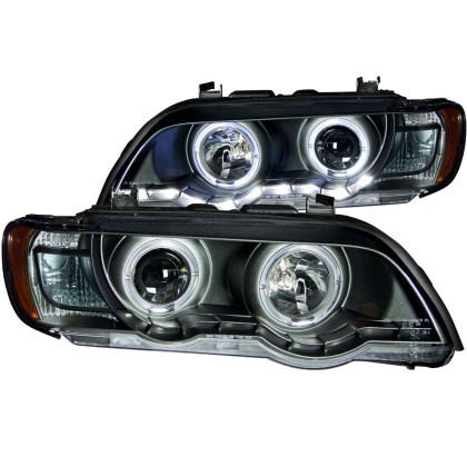 ANZO Projector Headlights w/ Halo Black for 2000-2003 BMW X5