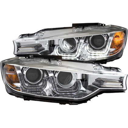 ANZO Projector Headlights w/ U-Bar Chrome for 2012-2015 BMW 3 Series
