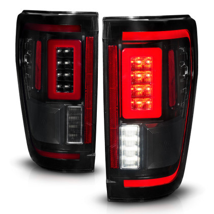 ANZO LED Taillights Seq. Signal w/BLIS Cover - Black Smoke for 21-23 Ford F-150