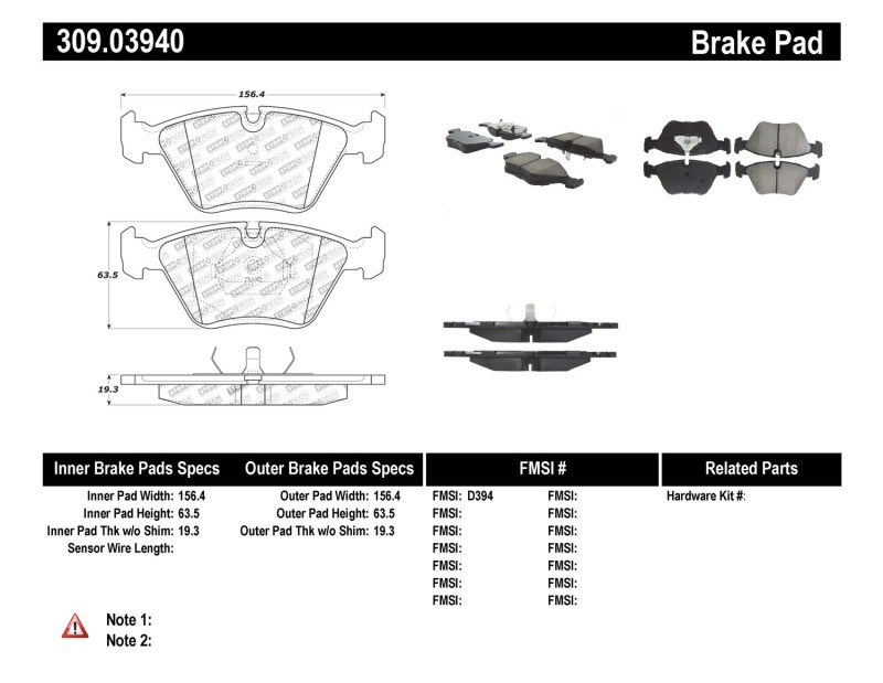 StopTech Street Performance Front Brake Pads for 95-06 BMW M3 / 98-02 Z3