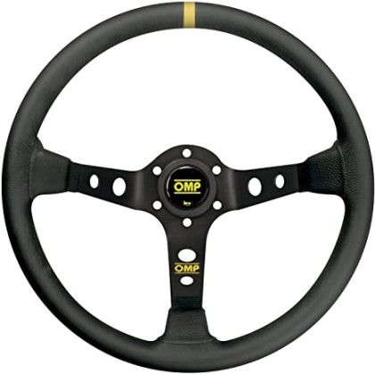 OMP Dished Steering Wheel Corsica 330 / Black Suede Leather w/ Anodized Spokes