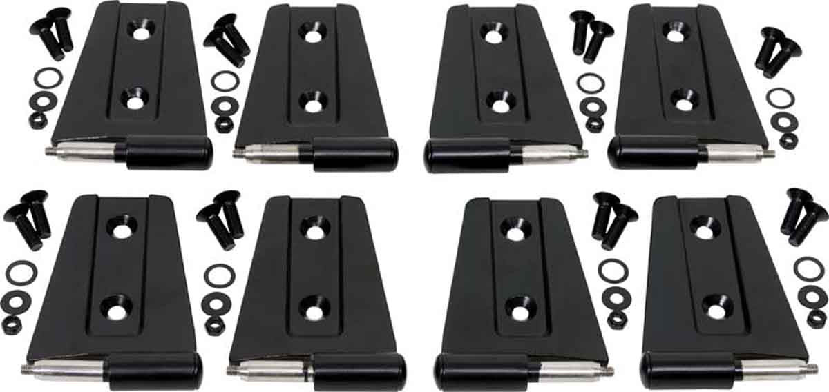 Kentrol Door Hinge Set 8 Pieces 4 Door - Powdercoat Black for 07-18 Wrangler JK