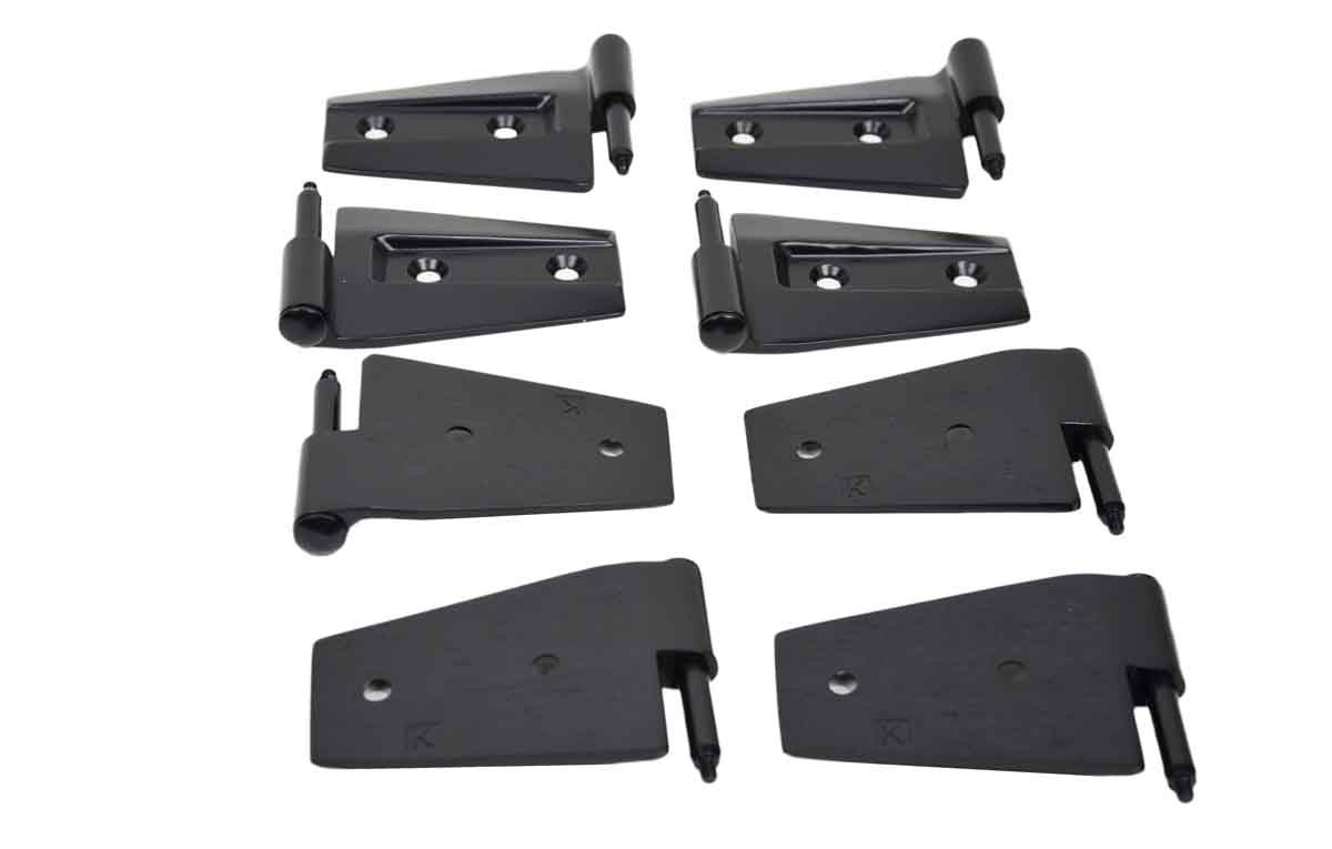 Kentrol Door Hinge Set 8 Pieces 4 Door - Powdercoat Black for 07-18 Wrangler JK