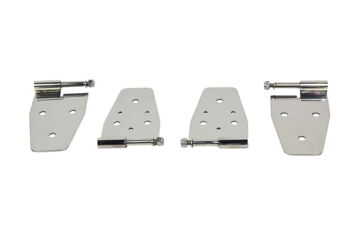 Kentrol Door Hinge Set 4 Pieces - Polished Silver for 87-95 Jeep Wrangler YJ