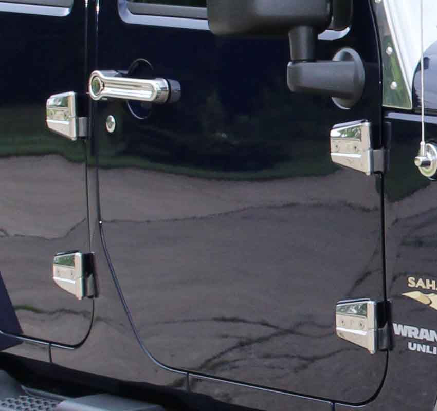 Kentrol Door Hinge Set 8 Pieces 4 Door- Polished Silver for 07-18 Wrangler JK