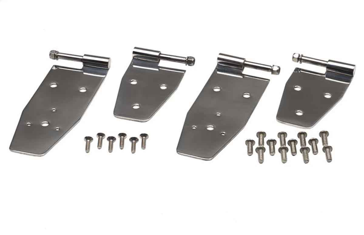 Kentrol Hardtop Door Hinge Set 4 Pieces - Polished Silver for 94-95 Wrangler YJ