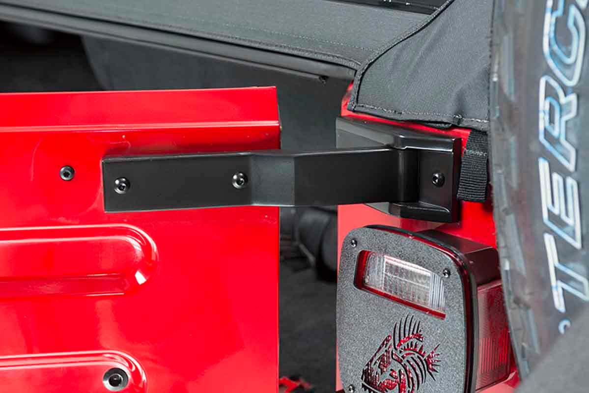 Kentrol Tailgate Hinge Pair - Powdercoat Black for 97-06 Jeep Wrangler TJ