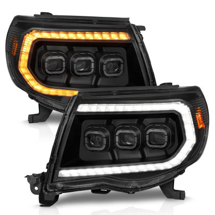 ANZO Full Proj Headlights w/Lght Bar Swchbk Seq. Blk. Housing for 05-11 Tacoma