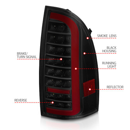 ANZO Full LED Tail Lights w/Light Bar Black Housing Smoke Lens for 05-15 Tacoma