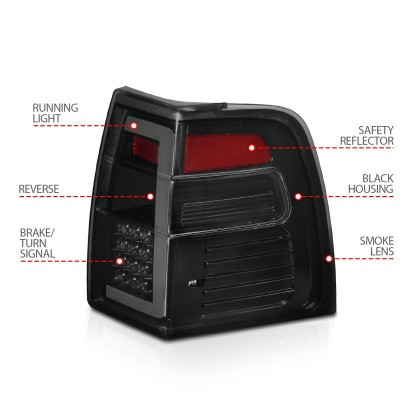 ANZO LED Taillights w/ Light Bar Black Housing Smoke Lens for 07-17 Expedition
