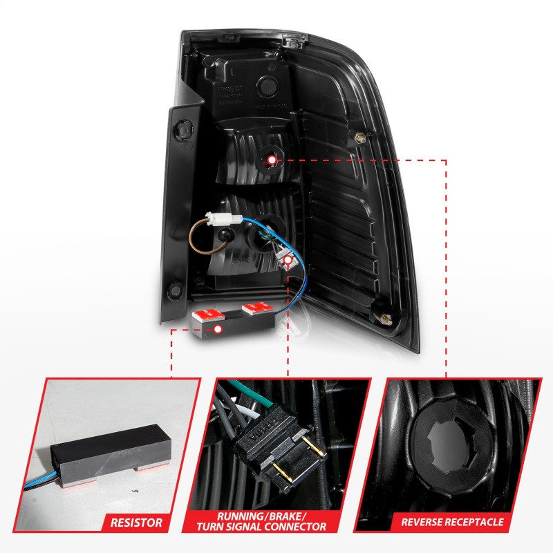 ANZO LED Taillights w/ Light Bar Black Housing Smoke Lens for 07-17 Expedition