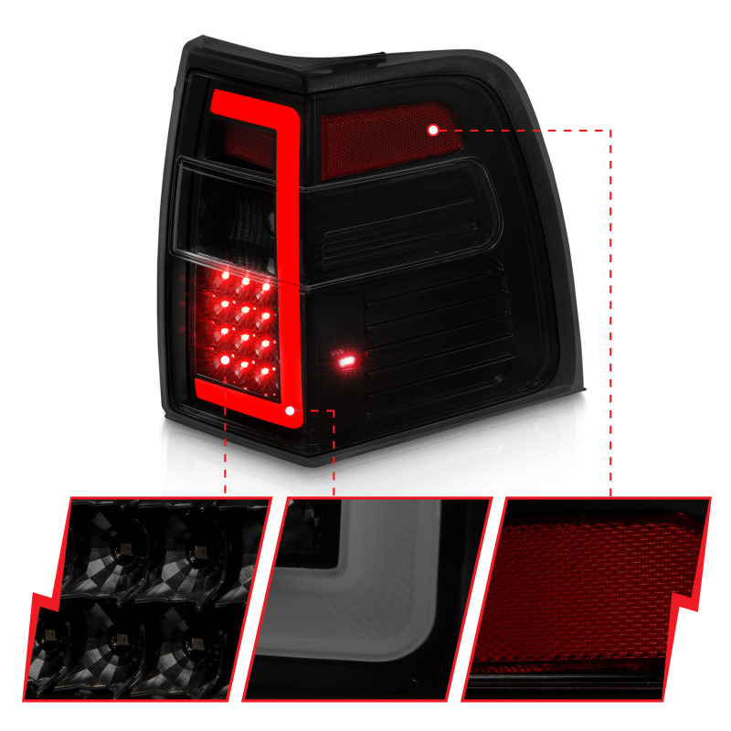 ANZO LED Taillights w/ Light Bar Black Housing Smoke Lens for 07-17 Expedition