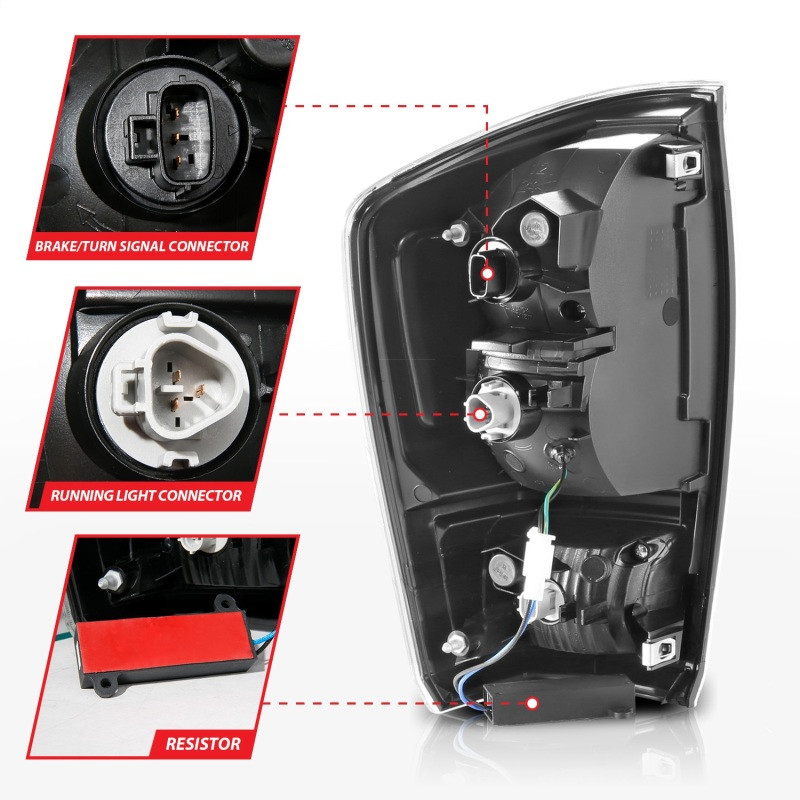 ANZO LED Tail Lights - w/ Light Bar Black Housing & Clear Lens for 16-21 Tacoma
