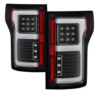 Spyder Light Bar LED Tail Lights (w/Blind Spot) - Black for 15-18 Ford F-150