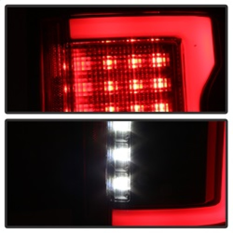 Spyder Light Bar LED Tail Lights (w/Blind Spot) - Black for 15-18 Ford F-150