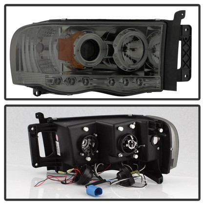 Spyder Projector Headlights LED Halo LED Smoke for 02-05 Ram 1500