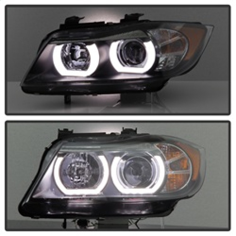 Spyder V2 Headlights - HID Only - Black for 06-08 BMW E90 3-Series 4DR