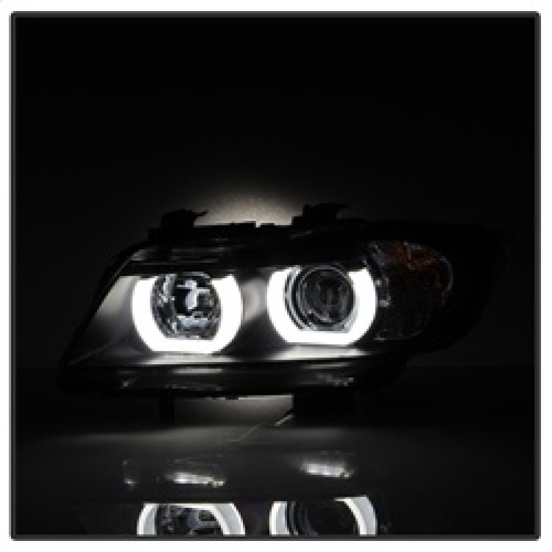 Spyder V2 Headlights - HID Only - Black for 06-08 BMW E90 3-Series 4DR