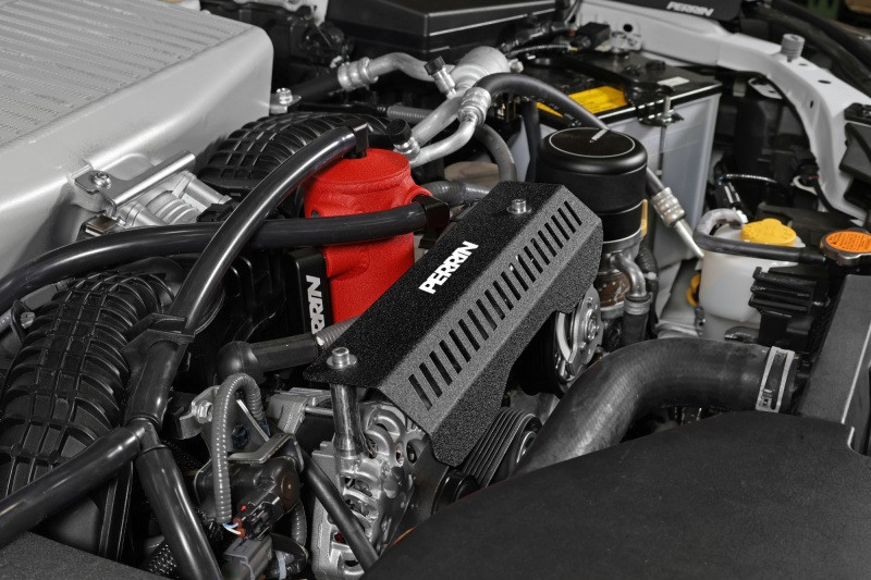 Perrin Pulley Cover (Short Version - Works w/AOS ) - Black for 22-23 Subaru WRX