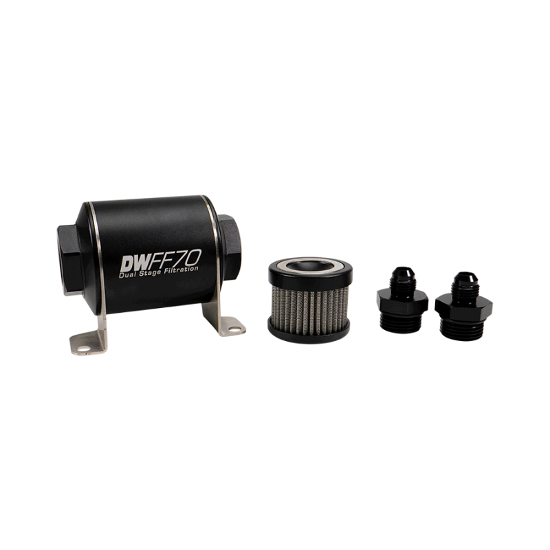 DeatschWerks 6AN 100 Micron Universal Inline Fuel Filter Housing Kit (70mm)