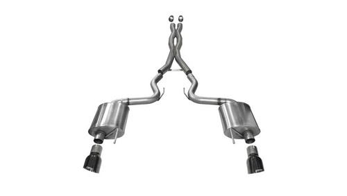 Corsa 3" Dual Rear Exit Sport Black Tip Exhaust for 15-17 Mustang GT