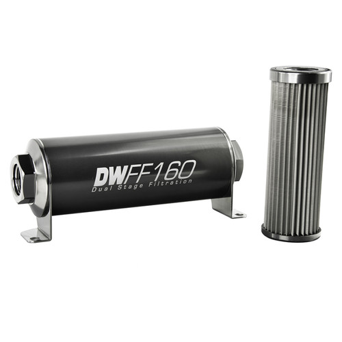 DeatschWerks SS 8AN 10 Micron Universal Inline Fuel Filter Housing Kit (160mm)