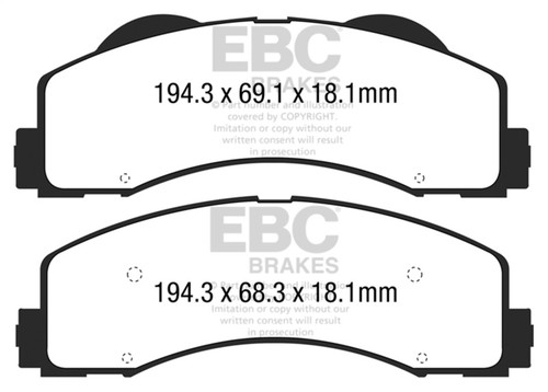 EBC Yellow Stuff Front Brake Pads for 15+ Ford F150 Twin Turbo 2WD 2.7