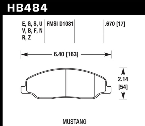 Hawk HPS Front Brake Pads for 05+ Mustang - HB484F.670