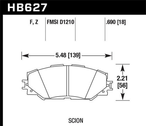 Hawk HPS Front Brake Pads for 10-12 Lexus HS250H - HB627F.690