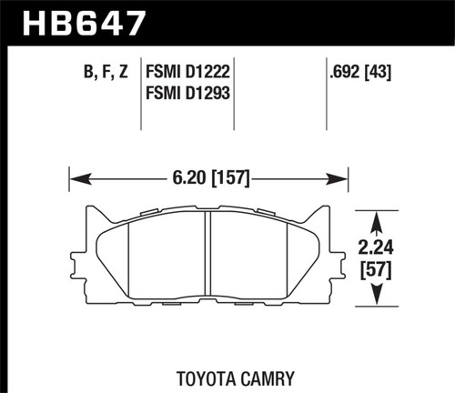 Hawk HPS Front Brake Pads for 07-11 Lexus ES350 - HB647F.692