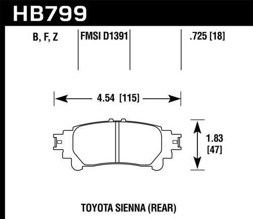 Hawk HPS 5.0 Rear Brake Pads for 14-16 Toyota Highlander - HB799B.597