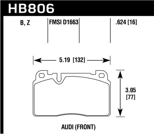 Hawk HPS 5.0 Front Brake Pads for 16-17 Audi A6 - HB806B.624