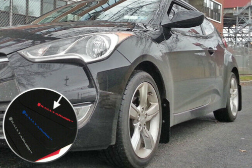 Rally Armor UR Black Mud Flaps w/ Red Logo for 12+ Veloster - MF24-UR-BLK/RD