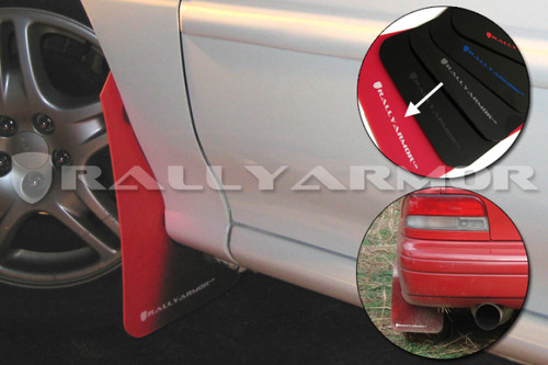 Rally Armor UR Red Mud Flaps w/ White Logo for 93-01 Impreza - MF2-UR-RD/WH