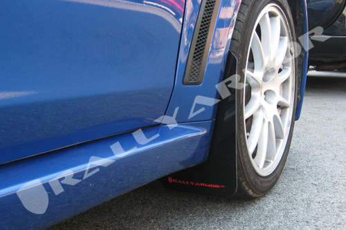 Rally Armor UR Black Mud Flaps w/ Red Logo - 08+ EVO X - MF10-UR-BLK/RD