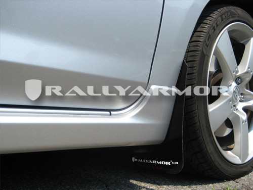 Rally Armor UR Black Mud Flaps w/ White Logo for 04-09 Mazdaspeed3 - MF9-UR-BLK/WH