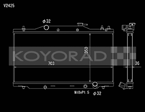 Koyo 36mm V Core Radiator for 02-06 RSX MT / RSX Type S MT - V2425
