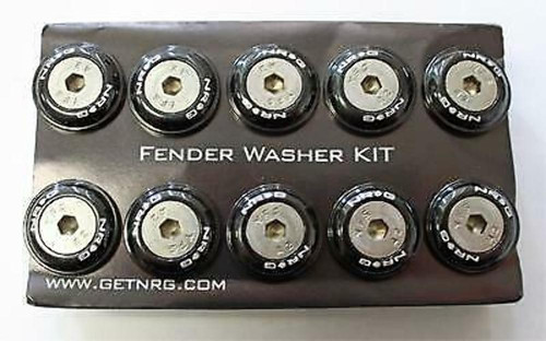 NRG Fender Washer Kit, Set of 10, Black, Rivets for Plastic - FW-100BK