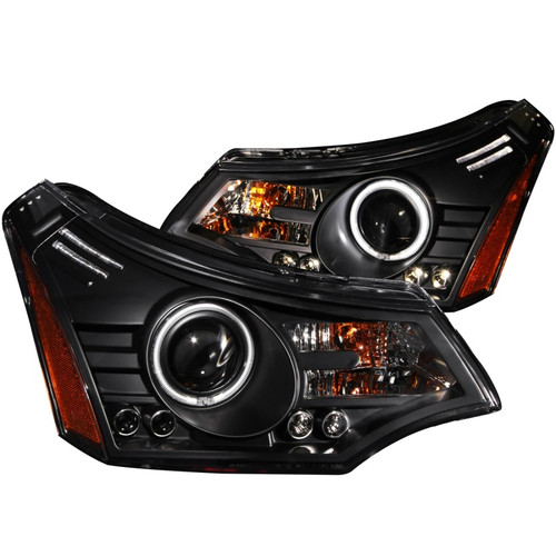 ANZO PROJECTOR HEADLIGHTS BLACK w/ HALO (CCFL) for 08-11 Ford Focus