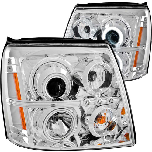 ANZO PROJECTOR HEADLIGHTS CHROME w/ HALO SMD LED HID for 02-06 Escalade