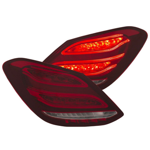 ANZO L.E.D 4DR TAIL LIGHTS RED/CLEAR CRYSTAL LENS for 15-16 C CLASS W205