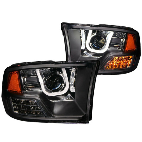 ANZO PROJECTOR HEADLIGHTS U-BAR BLACK for 09-18 Ram 1500