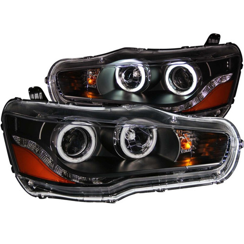 ANZO PROJECTOR HEADLIGHTS BLACK w/ HALO for 08-15 Lancer