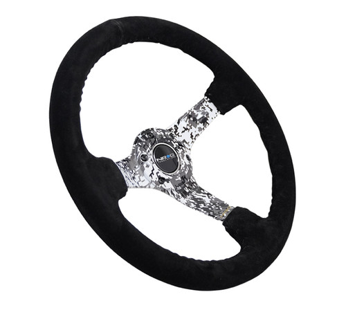NRG Hydro Dip DigiCamo Steering Wheel 350mm Suede w/ Black Baseball stitching